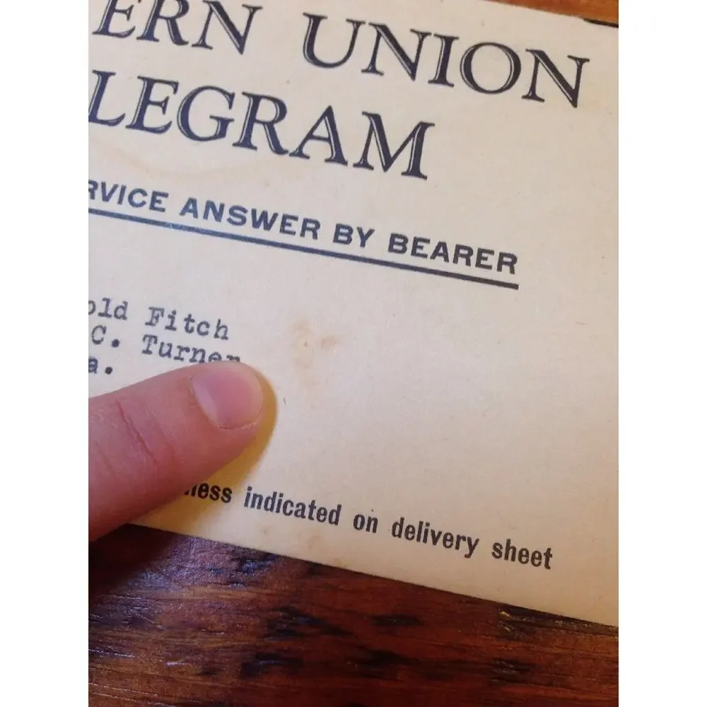 Lot 3 1948 Western Union Telegrams Luray Axton Virginia Harold Margaret Fitch